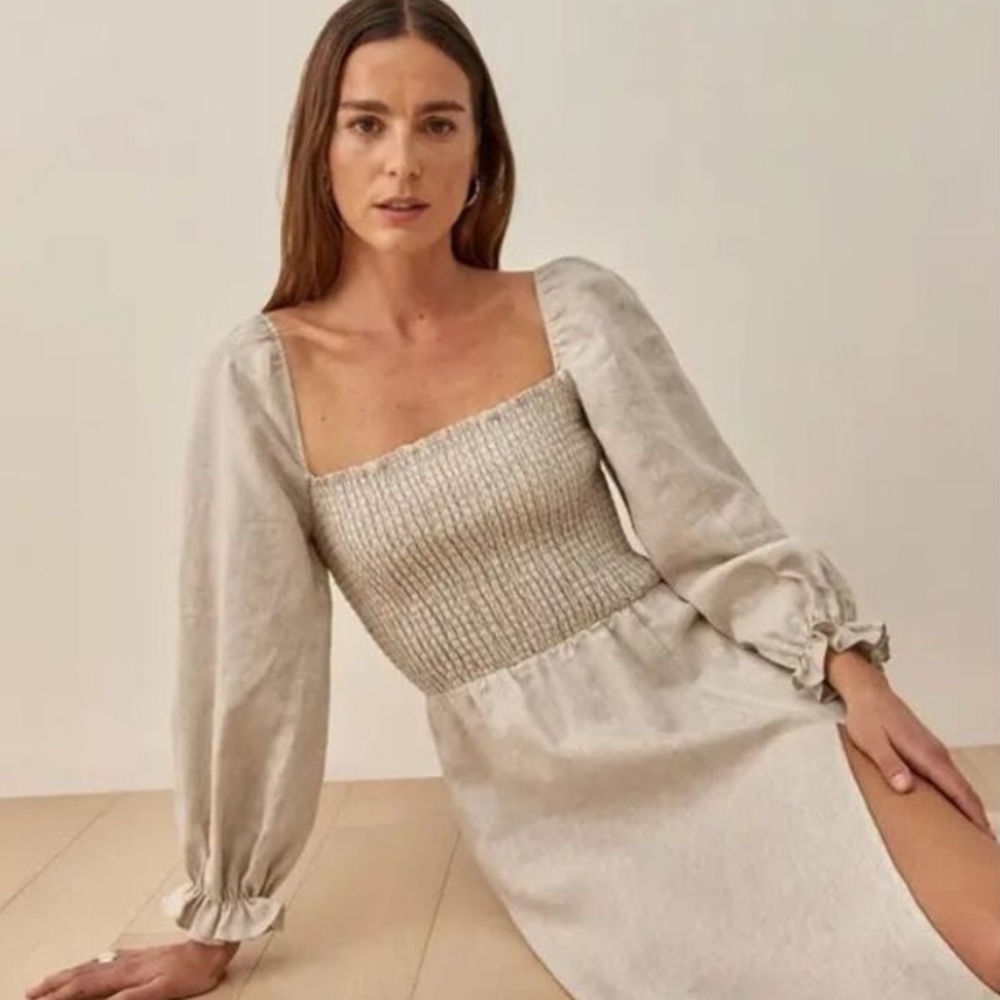 Reformation Cream Midi Dress